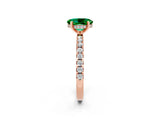 Rose gold Oval Cut Emerald Solitaire Ring with Pavé Band and Four-Prong Setting_26