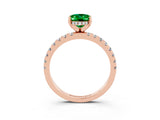 Rose gold Oval Cut Emerald Solitaire Ring with Pavé Band and Four-Prong Setting_27