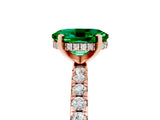 Rose gold Oval Cut Emerald Solitaire Ring with Pavé Band and Four-Prong Setting_29