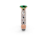 Rose gold Oval Cut Emerald Solitaire Ring with Pavé and Channel Set Band_2