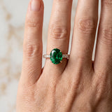Rose gold Oval Cut Emerald Solitaire Ring with Round  Pavé Band and Four-Prong Setting_42