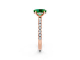 Rose gold Oval Cut Emerald Solitaire Ring with Round  Pavé Band and Four-Prong Setting_46