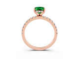 Rose gold Oval Cut Emerald Solitaire Ring with Round  Pavé Band and Four-Prong Setting_47