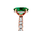 Rose gold Oval Cut Emerald Solitaire Ring with Round  Pavé Band and Four-Prong Setting_49