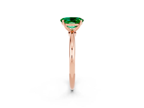 Rose gold Oval Cut Emerald Solitaire Ring with Six-Prong Setting and Classic Band_2
