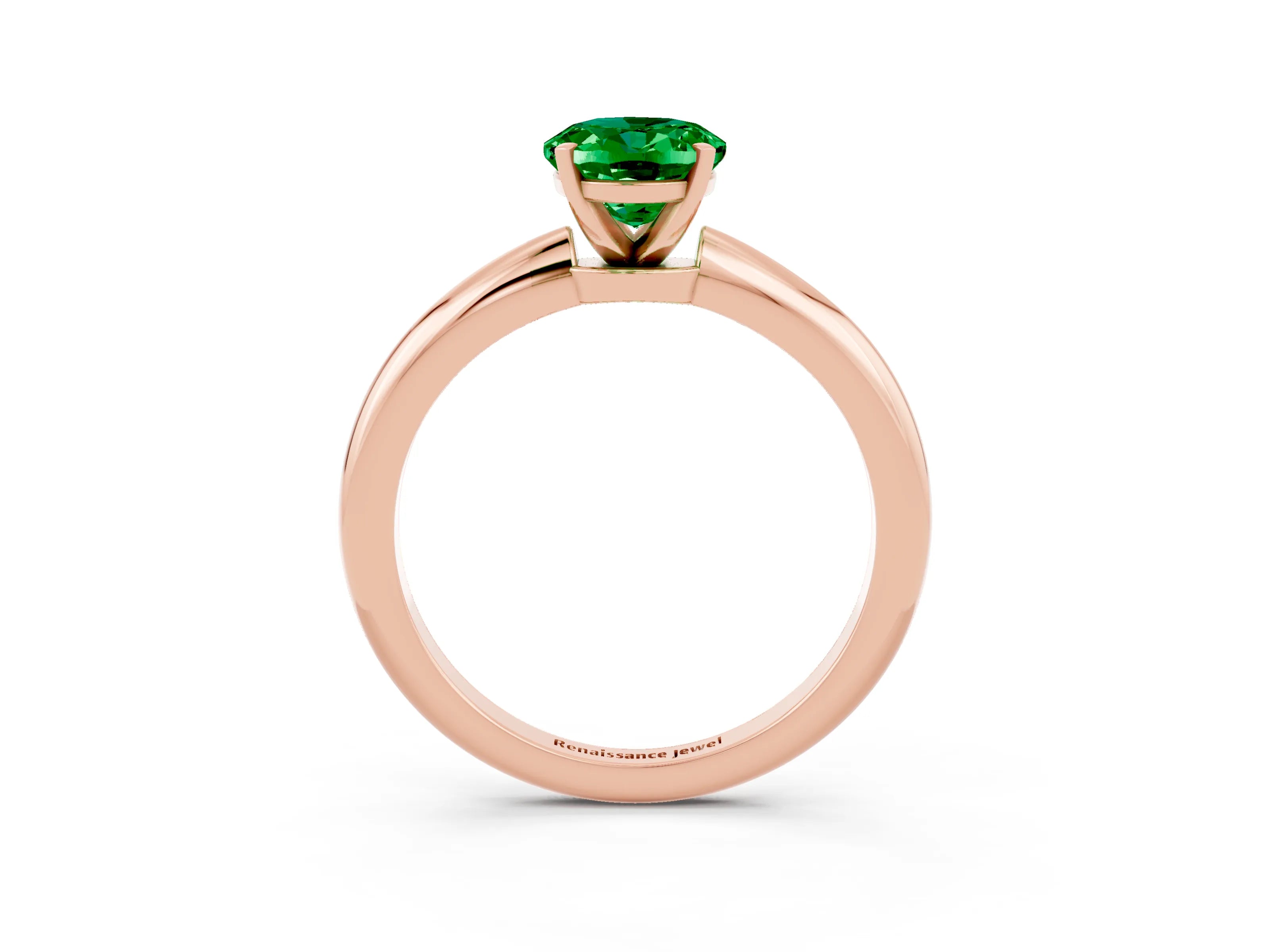 Rose gold Oval Cut Emerald Solitaire Ring with Six-Prong Setting and Classic Band_3