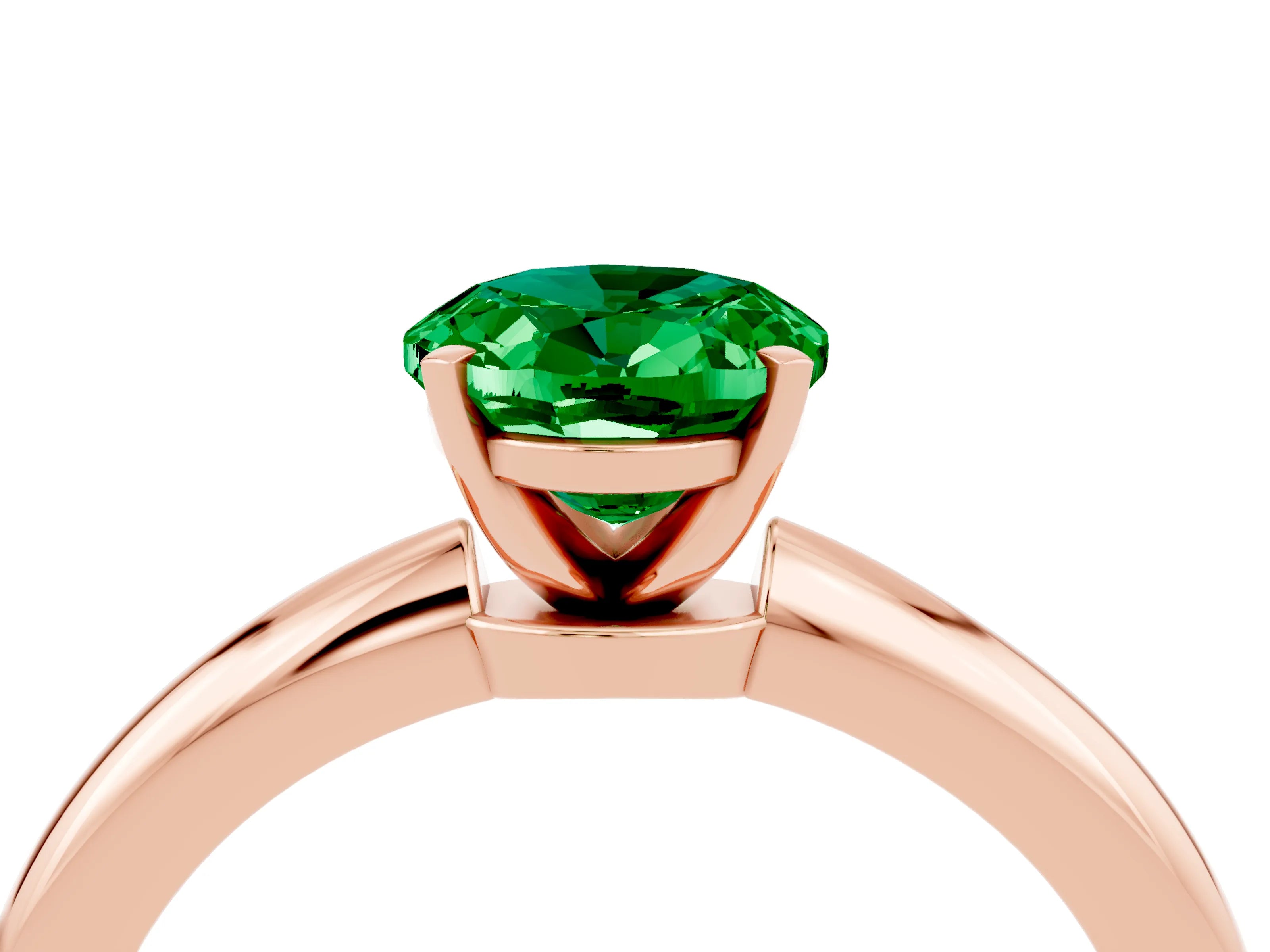 Rose gold Oval Cut Emerald Solitaire Ring with Six-Prong Setting and Classic Band_4