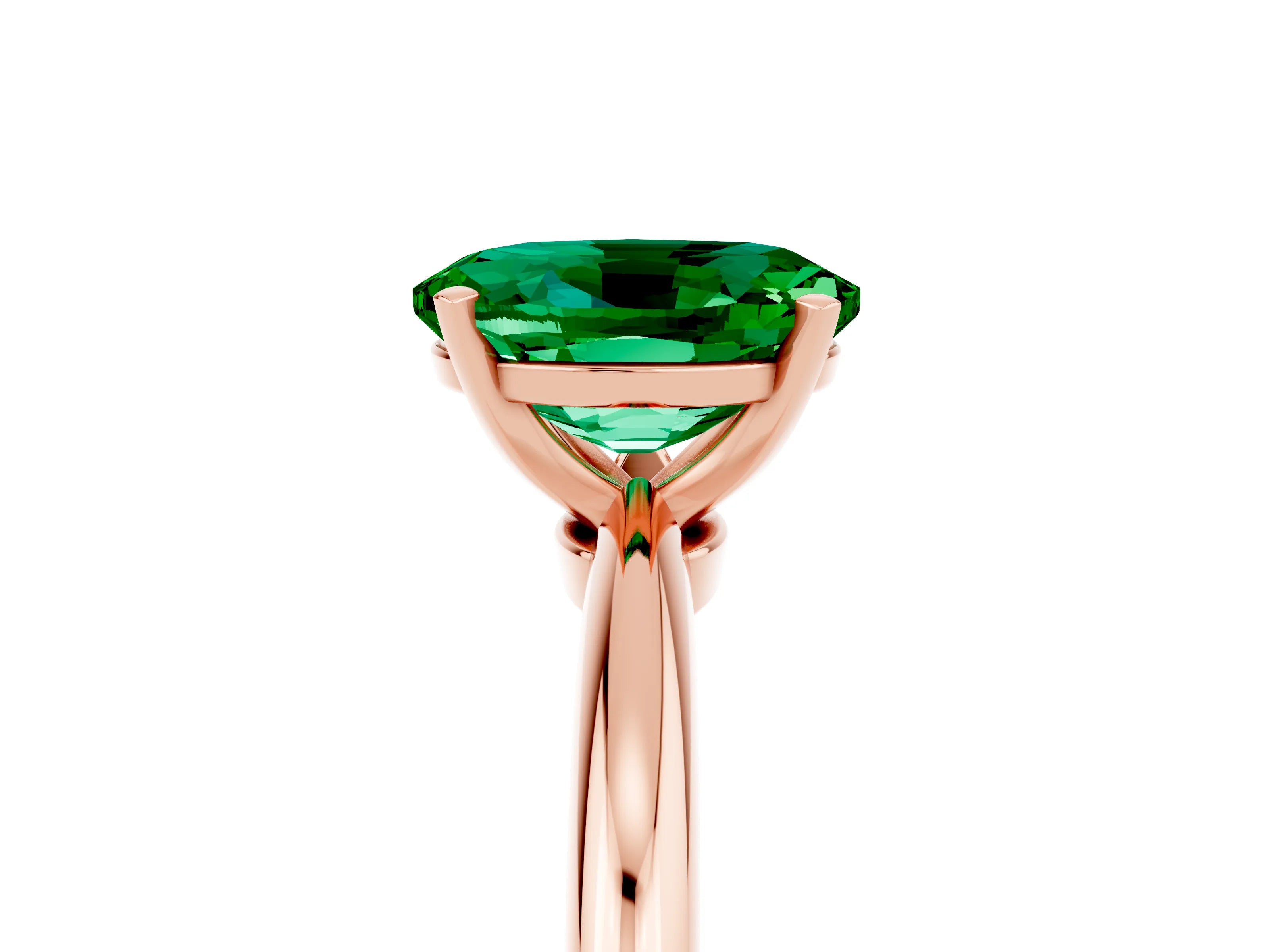 Rose gold Oval Cut Emerald Solitaire Ring with Six-Prong Setting and Classic Band_5