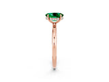Rose gold Oval Cut Emerald Solitaire Ring with Thin Band and Four-Prong Setting_14