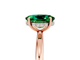 Rose gold Oval Cut Emerald Solitaire Ring with Thin Band and Four-Prong Setting_17