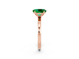 Rose gold Oval Cut Emerald Solitaire Ring with Thin Band and Prong Setting_14