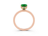 Rose gold Oval Cut Emerald Solitaire Ring with Thin Band and Prong Setting_15