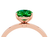 Rose gold Oval Cut Emerald Solitaire Ring with Thin Band and Prong Setting_16