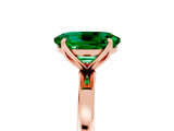 Rose gold Oval Cut Emerald Solitaire Ring with Thin Band and Prong Setting_17