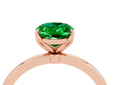 Rose gold Oval Cut Emerald Solitaire Ring with Thin Band and Prong Setting_28
