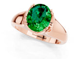 Rose gold Oval Cut Emerald Solitaire Ring with Wide Band and Prong Setting_1