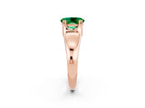 Rose gold Oval Cut Emerald Solitaire Ring with Wide Band and Prong Setting_2