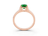 Rose gold Oval Cut Emerald Solitaire Ring with Wide Band and Prong Setting_3
