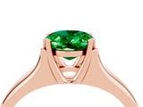 Rose gold Oval Cut Emerald Solitaire Ring with Wide Band and Prong Setting_4