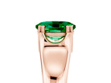 Rose gold Oval Cut Emerald Solitaire Ring with Wide Band and Prong Setting_5