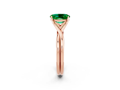 Rose gold Oval Cut Emerald Solitaire Twist Band Prong Setting Ring_24