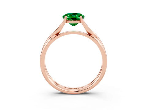 Rose gold Oval Cut Emerald Solitaire Twist Band Prong Setting Ring_25