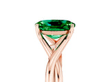 Rose gold Oval Cut Emerald Solitaire Twist Band Prong Setting Ring_39
