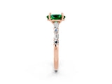 Rose gold Oval Cut Emerald Solitaire with Side Baguettes and Channel Set Band_2