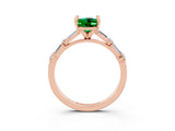 Rose gold Oval Cut Emerald Solitaire with Side Baguettes and Channel Set Band_3