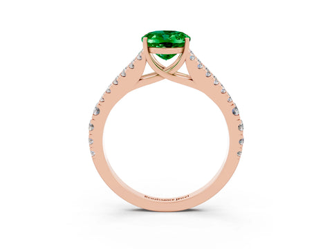 Rose gold Oval Cut Emerald Split Shank Pavé Engagement Ring with Four-Prong Setting_15