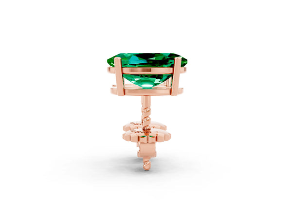 Rose gold Oval Cut Emerald Stud Earrings