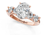 Rose gold Oval Cut Five-Stone Prong Set Diamond Ring with Classic Band_44