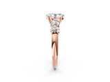 Rose gold Oval Cut Five-Stone Prong Set Diamond Ring with Classic Band_45