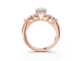 Rose gold Oval Cut Five-Stone Prong Set Diamond Ring with Classic Band_46