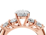 Rose gold Oval Cut Five-Stone Prong Set Diamond Ring with Classic Band_47