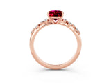 Rose gold Oval Cut Garnet Cluster Side Stone Solitaire Ring with Prong Setting_27