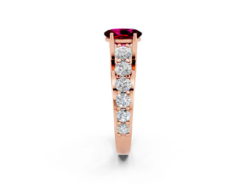 Rose gold Oval Cut Garnet Engagement Ring with Pavé Band and Four-Prong Setting_2