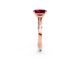 Rose gold Oval Cut Garnet Engagement Ring with Side Stone Accents and Four-Prong Setting_29