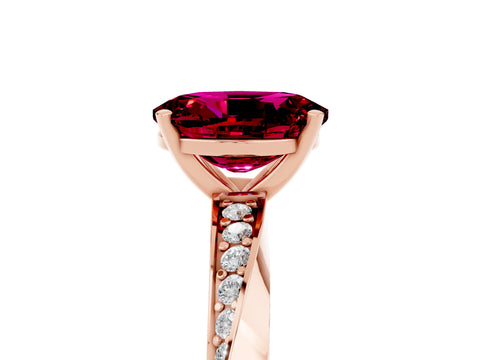 Rose gold Oval Cut Garnet Engagement Ring with Side Stone Accents and Four-Prong Setting_32