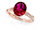 Rose gold Oval Cut Garnet Engagement Ring with Side Stone Accents and Four-Prong Setting_61