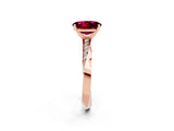 Rose gold Oval Cut Garnet Engagement Ring with Side Stone Accents and Four-Prong Setting_62
