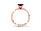 Rose gold Oval Cut Garnet Engagement Ring with Side Stone Accents and Four-Prong Setting_63