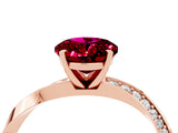 Rose gold Oval Cut Garnet Engagement Ring with Side Stone Accents and Four-Prong Setting_64