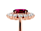 Rose gold Oval Cut Garnet Floral Double Halo Engagement Ring with Prong Setting_53
