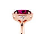 Rose gold Oval Cut Garnet Halo Ring with Tapered Band and Four-Prong Setting_5