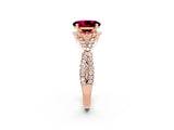 Rose gold Oval Cut Garnet  Halo Twist Band Solitaire Prong Setting Ring_26