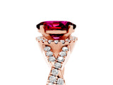 Rose gold Oval Cut Garnet  Halo Twist Band Solitaire Prong Setting Ring_29