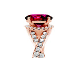Rose gold Oval Cut Garnet  Halo Twist Band Solitaire Prong Setting Ring_47