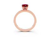Rose gold Oval Cut Garnet Milgrain Pavé Engagement Ring with Four-Prong Setting_15