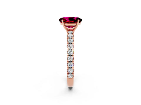 Rose gold Oval Cut Garnet Pavé Solitaire Engagement Ring with Four-Prong Setting_14